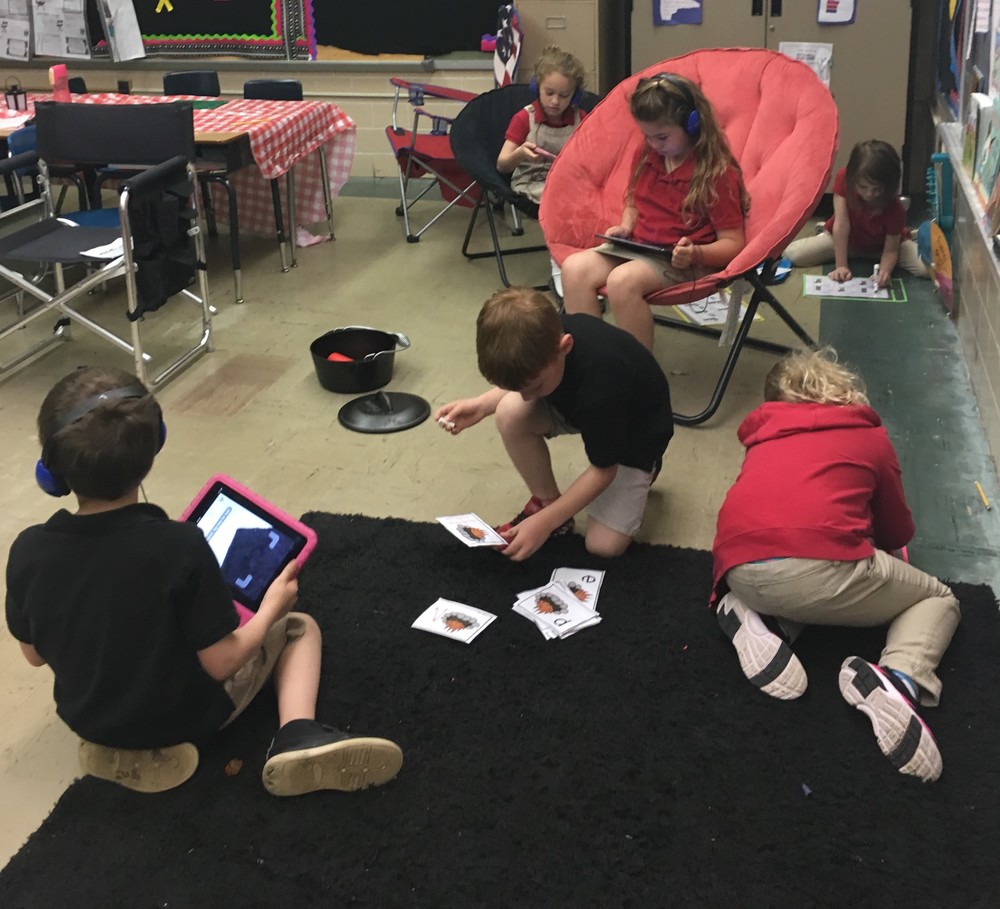1st Graders enjoy camping in their classroom.
